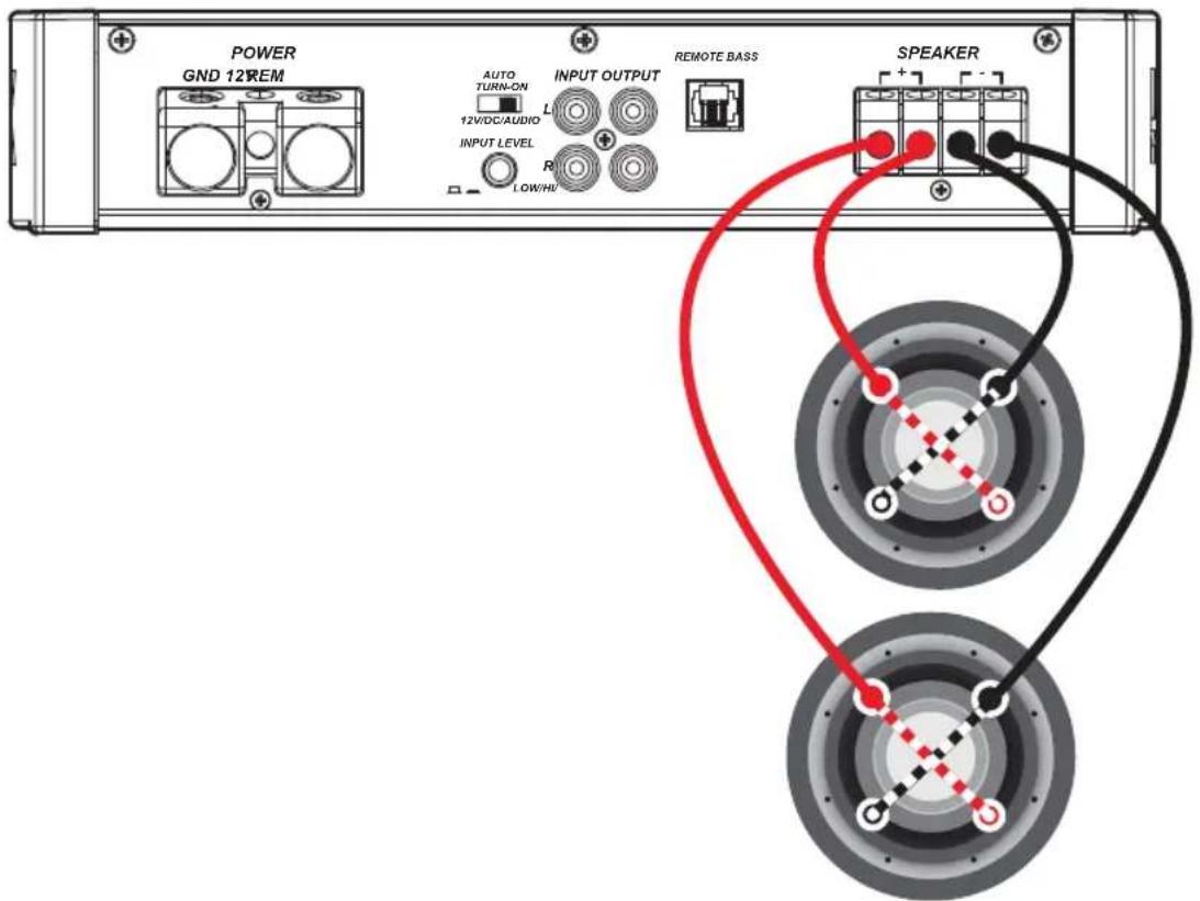 KICKER KXMA1500.1 - Dos subwoofers de doble bobina de voz de 4Ω cableados en paralelo impedancia fi nal de 1 ohm - 1