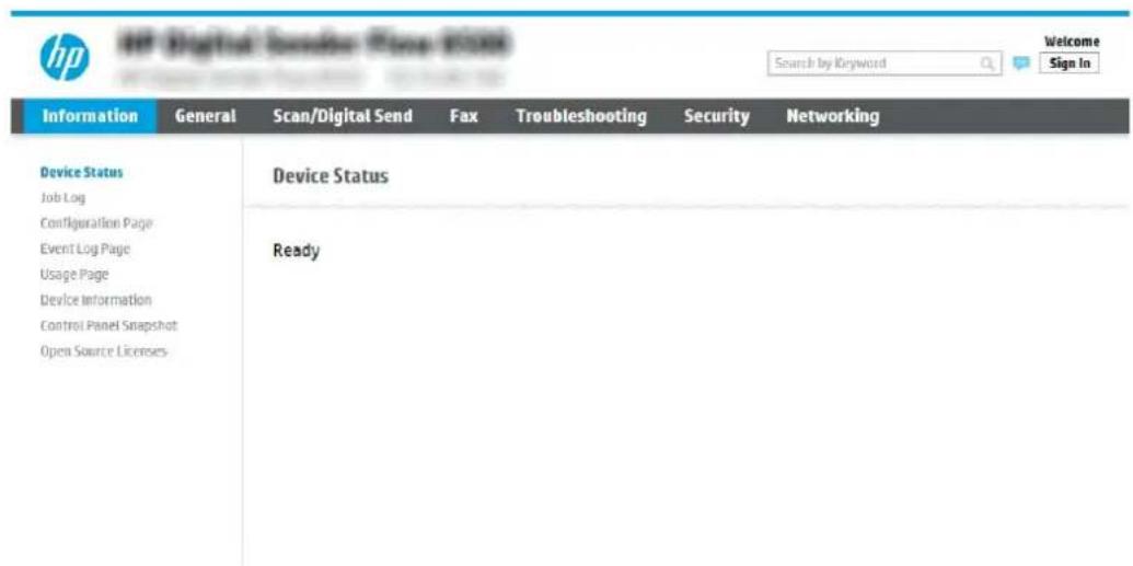 HP Digital Sender Flow 8500 fn2 - Etape 1: acceder au serveur Web intégré HP (EWS) - 2