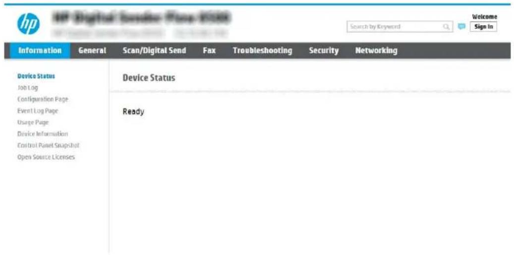HP Digital Sender Flow 8500 fn2 - Etape 1: acceder au serveur Web intégré HP (EWS) - 2