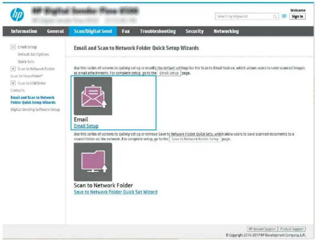 HP Digital Sender Flow 8500 fn2 - Etape 3 : configurer la fonction Envoyer vers messagerie - 1