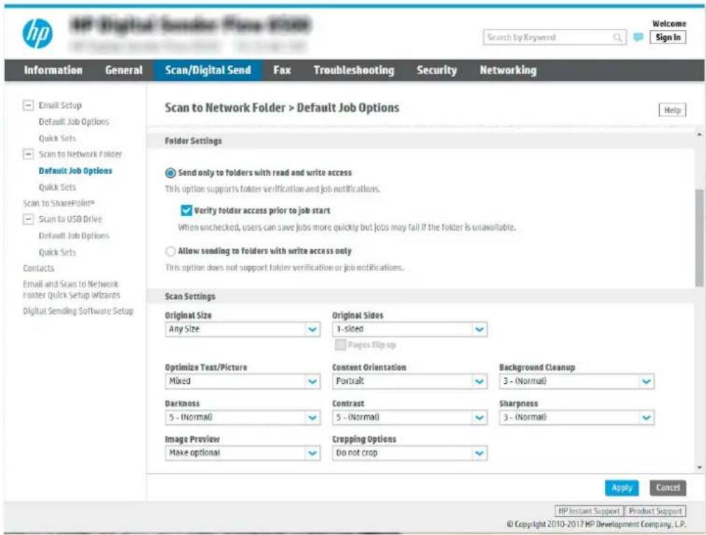 HP Digital Sender Flow 8500 fn2 - Option 1: Dossiers partages ou FTP - 1
