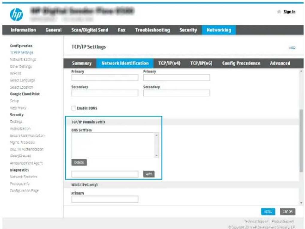 HP Digital Sender Flow 8500 fn2 - Etape 2: configurer les paramètres d'identification réseau - 3