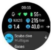SUUNTO Ocean - Exemple : mode multi-gaz - 1
