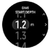 DIVE START DEPTH 1.1 1.2 m 1.3 1.4