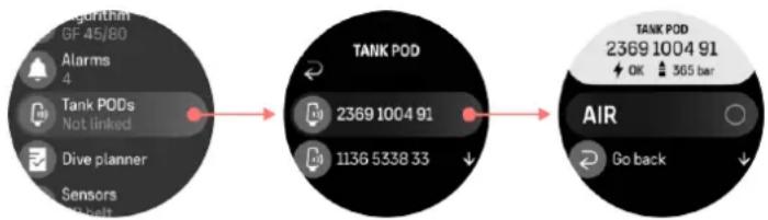 SUUNTO Ocean - Pour installer et appairer un Suunto Tank POD : - 1