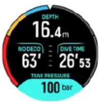 DEPTH 16.4m NODECO : DIVE TIME 63' 26'53 TANE PRESSURE 100 bar