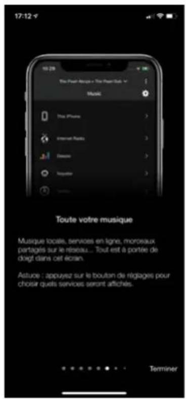 17:12 The Peat-Bliss + The Peat-Sub Music Musït This iPhone Emmanuel Ration Desmo Naggaïtir Toute votre musique Musique locale, services en ligne, morosaux partagés sur le réseau... Tout est à portée de doigt dans cet écran. Astuce : appuyez sur le bouton de réglages pour choisir quals services seront affichés. Terminer