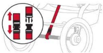 BOB Gear Revolution Flex 3.0 Duallie - Débouclez la courroie de retenue du siège - 1