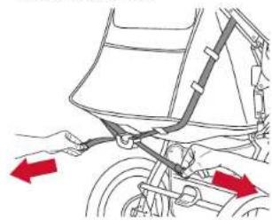BOB Gear Revolution Flex 3.0 Duallie - Volver a la posición vertical Sujete los anillos en cada lado del botón de reclinación y jale de las correas hacia los lados para elevar el asiento. - 1