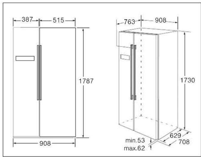 BOSCH KAD93AIDP - Aufstellmaße - 1