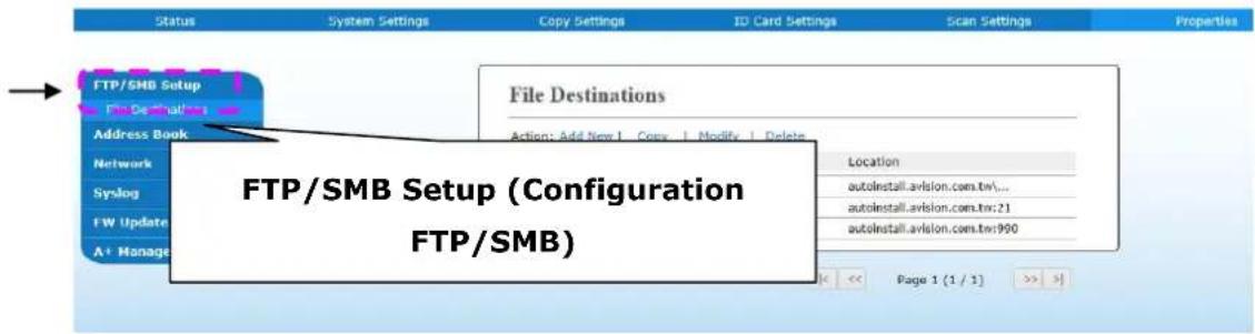 AVISION AM40Q - Pour configurer FTP ou SMB comme destination d'archivage, - 1
