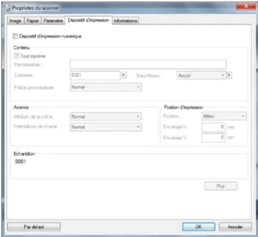 AVISION AD360GWN - L'onglet Dispositif d'impression - 1