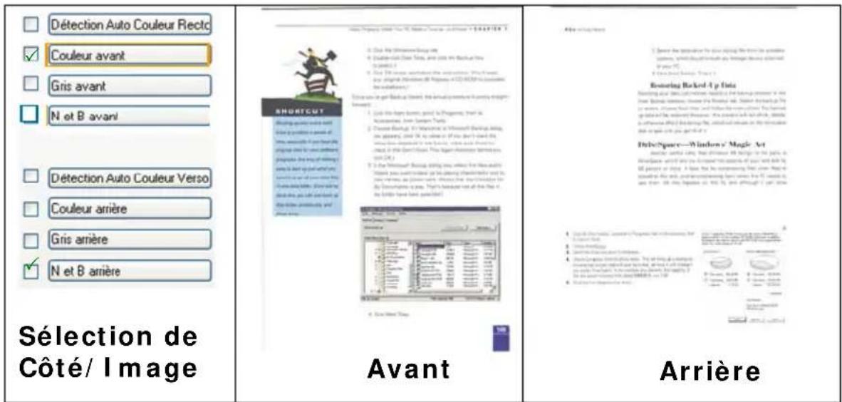 AVISION AD120S - Exemple 2 : Numériser un document en couleur à deux côtés, un en N et B, l'autre en couleur - 1
