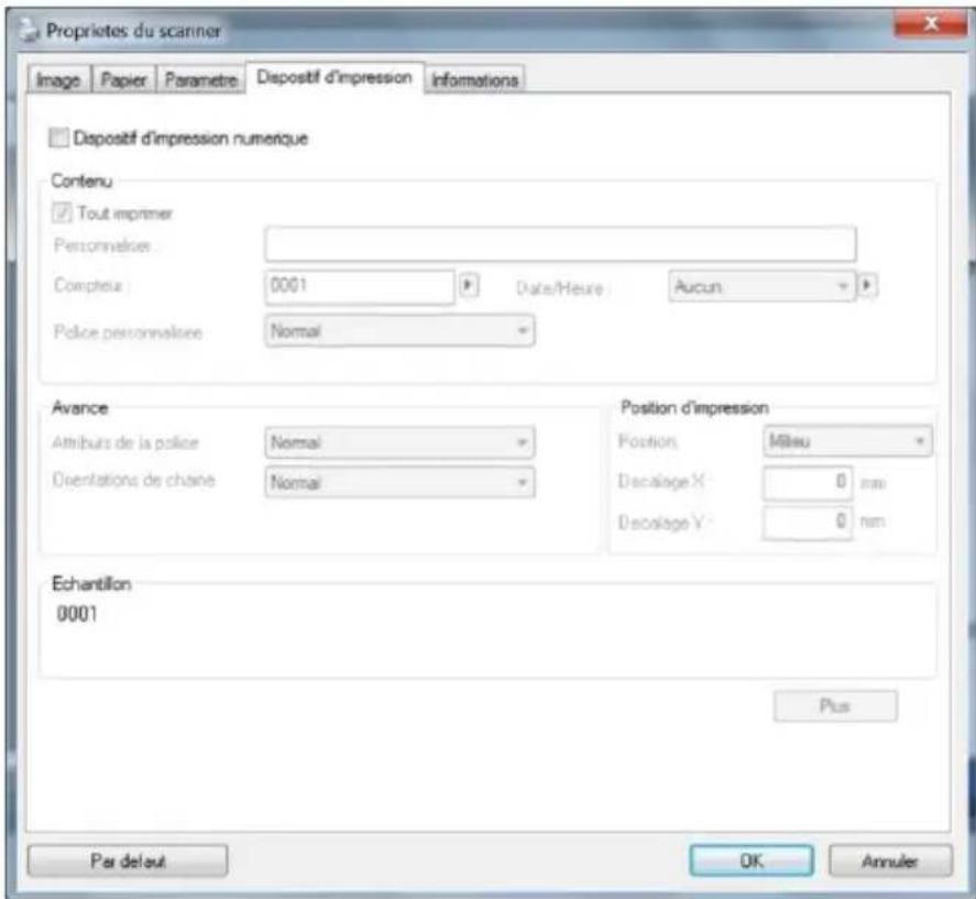 AVISION AD3100N - L'onglet Dispositif d'impression - 1