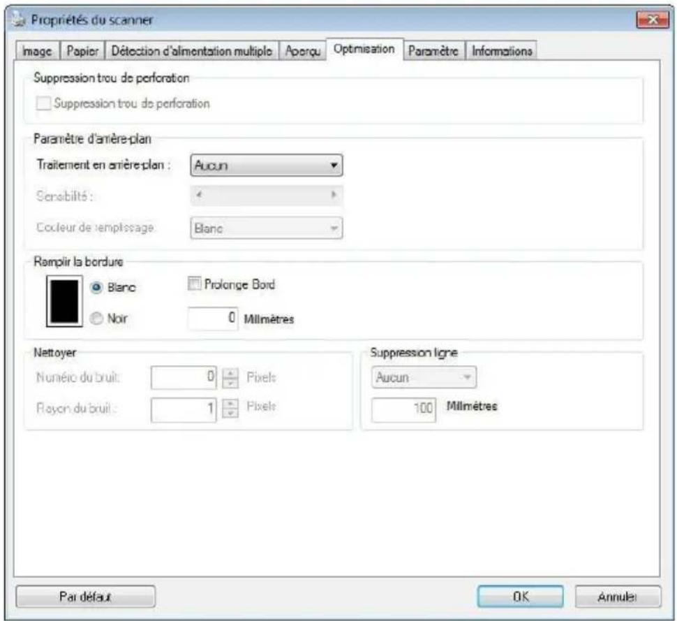 AVISION AD8130UN - L'onglet Optimisation - 1