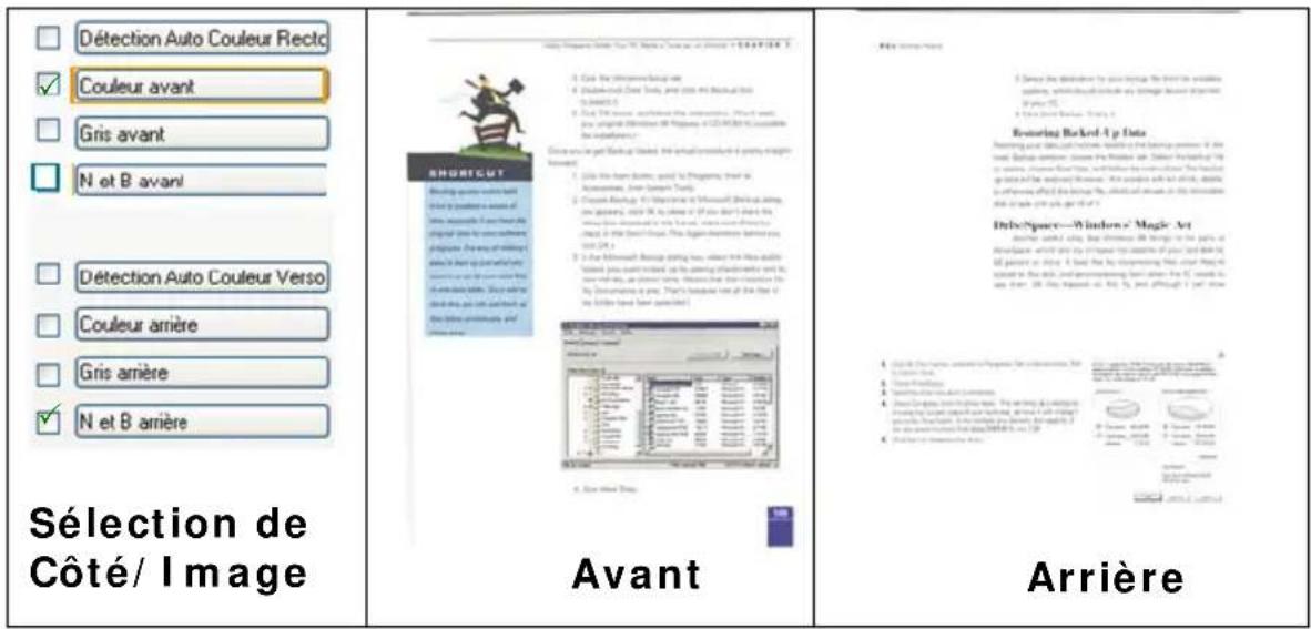 AVISION AD8120P - Exemple 2 : Numériser un document en couleur à deux côtés, un en N et B, l'autre en couleur - 1