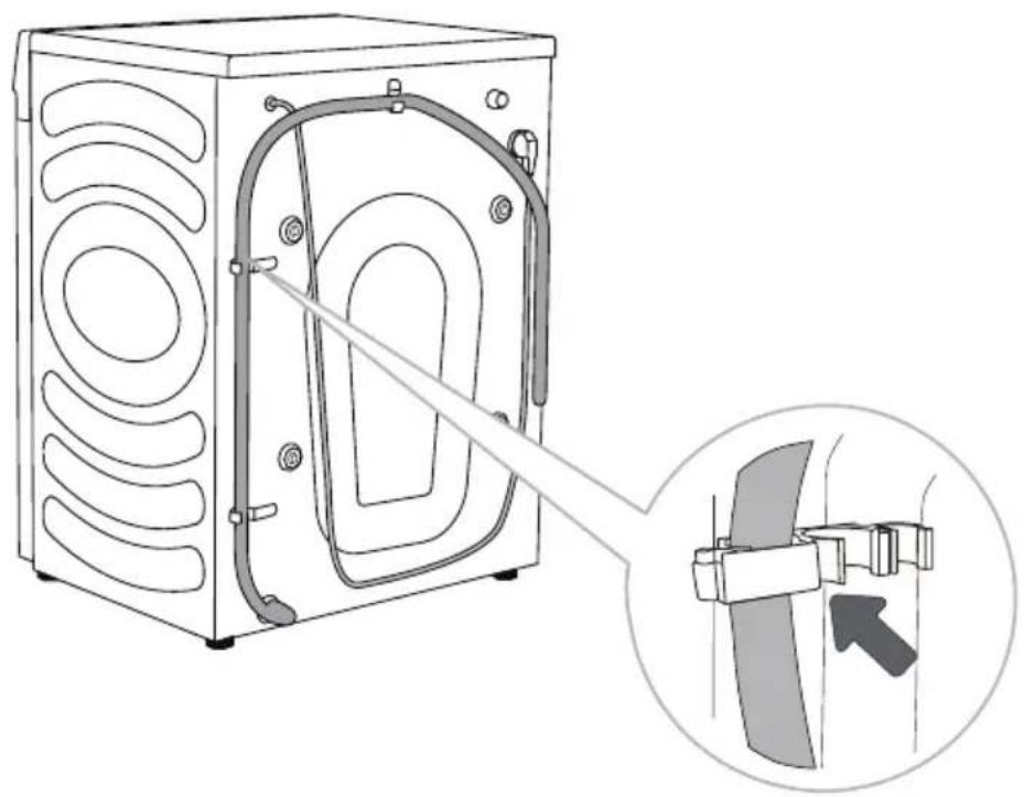 HISENSE WF3S8043BB3 - RACCORDEMENT ET FIXATION DU TUYAU D'ÉVACUATION D'EAU - 3