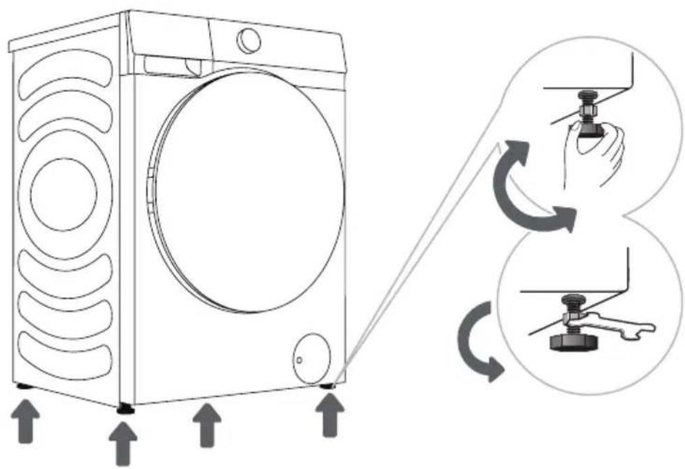 HISENSE WF3S8043BB3 - RÉGLAGE DES PIEDS DU LAVE-LINGE - 1