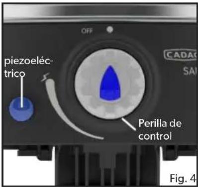CADAC Safari Chef 30 LP - Encendiendo el dispositivo usando el piezo - 1