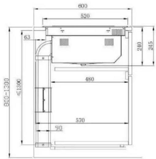 ROSIERES RIH8ICF - Cabinet and Flue Pipe Size - 2