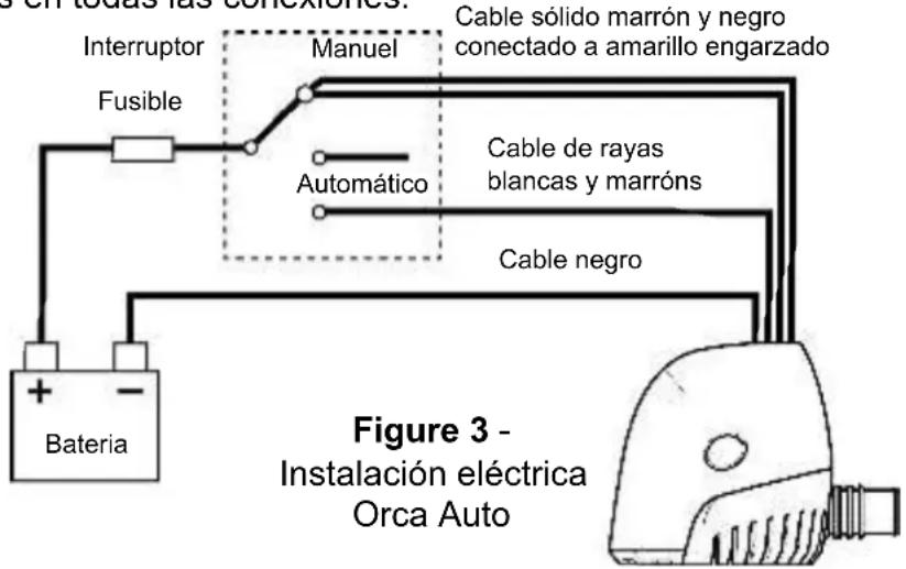 Whale Orca Auto 1300 - Marrón y blanco a rayas a positivo Negro en el negativo (batería) - 1