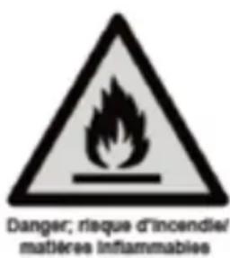 Danger; risque d'incendie/ matières inflammables