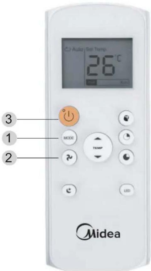 Auto Set Temp. 26°C MODE TEMP LED Midea