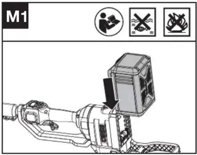 KRESS KC330.9 - EXTRAER O INSTALAR EL PACK DE BATERÍA (VER FIG. M1, M2) - 1