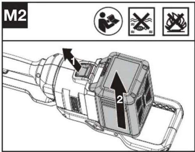 KRESS KC330.9 - SÅDAN FJERNES ELLER ISÄTTES BATTERIENHEDEN (Se Fig. M1, M2) - 2