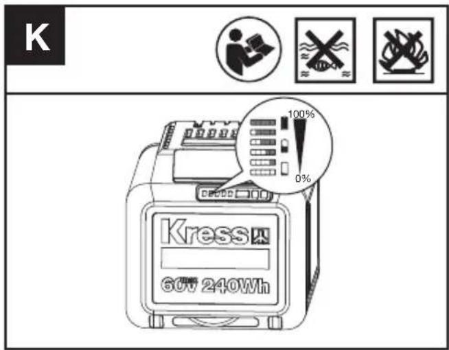 KRESS KC330.9 - KONTROLA STAVU NABITIA BATÉRIE (Pozrite Obr. K) - 1