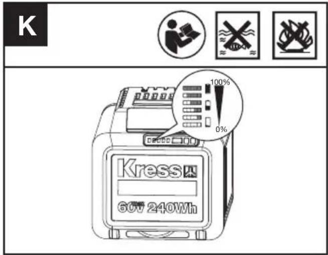 KRESS KC330.9 - COMPROBACIÓN DEL NIVEL DE CARGA DE LA BATERÍA (VER FIG. K) - 1