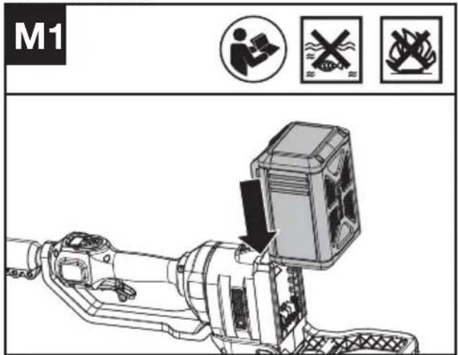 KRESS KC330.9 - ANBRINGEN UND ENTFERNEN DES AKKUS (SIEHE ABB. M1, M2) - 1