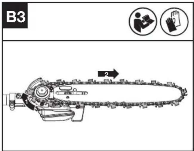 KRESS KC330.9 - MONTAGE VAN DE KETTING EN HET ZAAGBLAD - 1