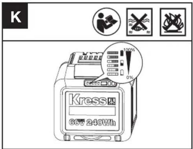 KRESS KC330.9 - KONTROLLERE BATTERILADINGEN (SE FIG. K) - 1