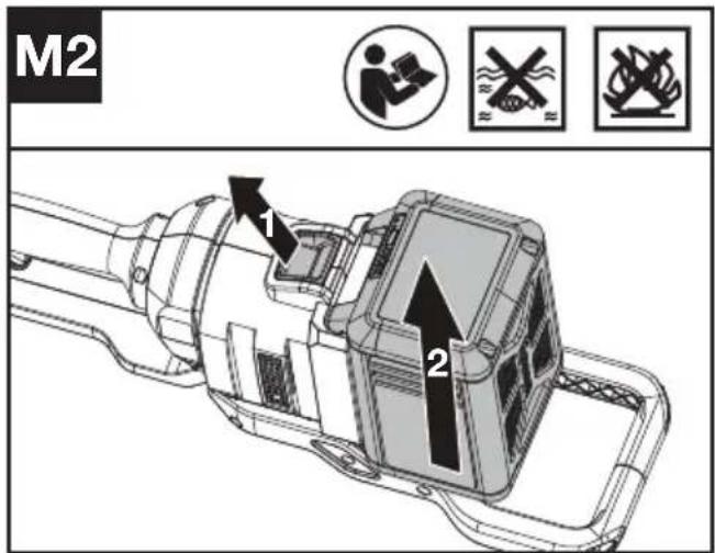 KRESS KC330.9 - EXTRAER O INSTALAR EL PACK DE BATERÍA (VER FIG. M1, M2) - 2