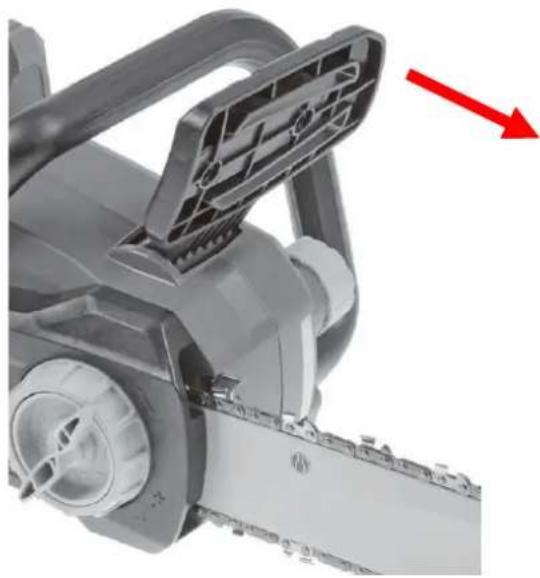 Fuxtec FX-E2KS - Manuell aktivering och lossning av kedjebromsen - 1