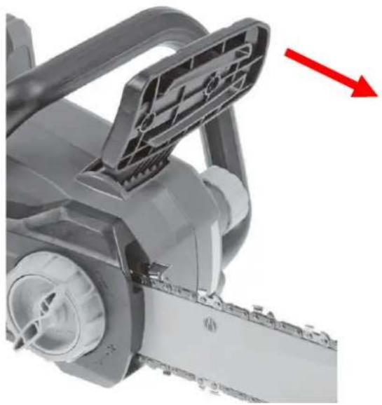 Fuxtec FX-E2KS - Handmatige activering en vrijgave van de kettingrem - 1