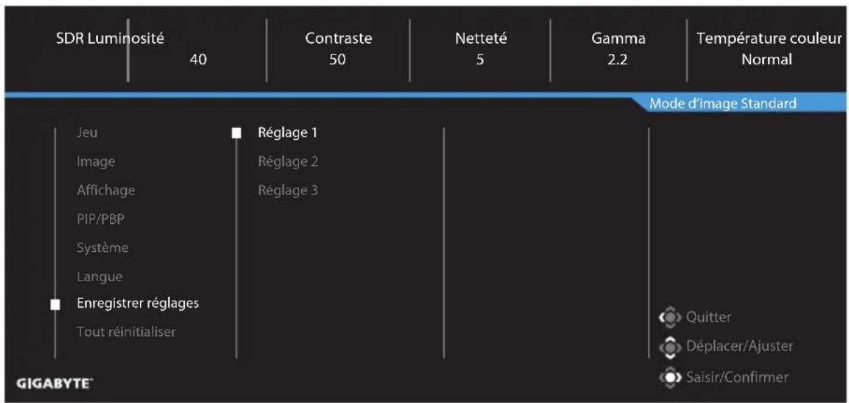 GIGABYTE M27QA - Enregistrrer réglages - 1