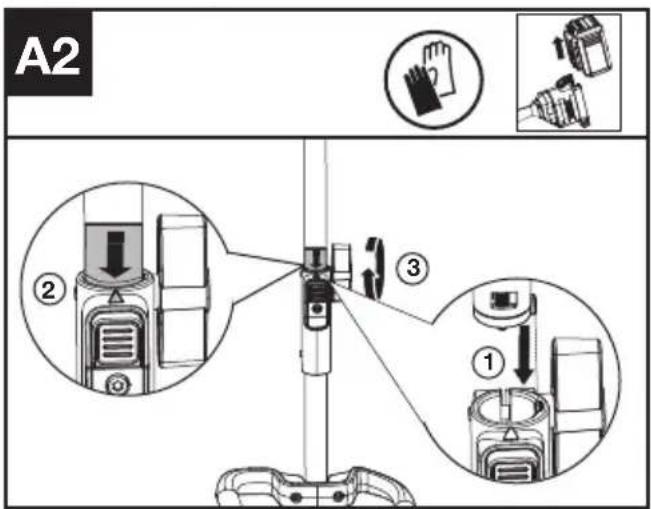 KRESS KAC141 - Montering og afmontering af tilbehør på motorenhed. (Se Fig. A1, A2, A3) - 2