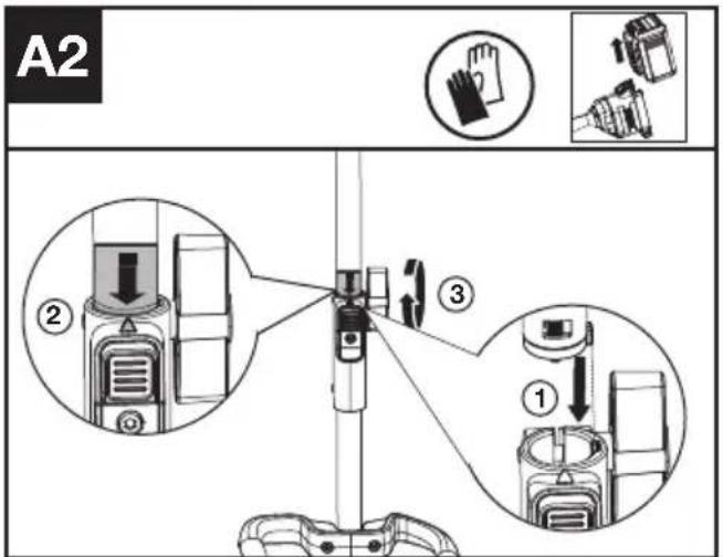 KRESS KAC141 - Assembling and disassembling the Power head attachment. (See Fig. A1, A2, A3) - 2