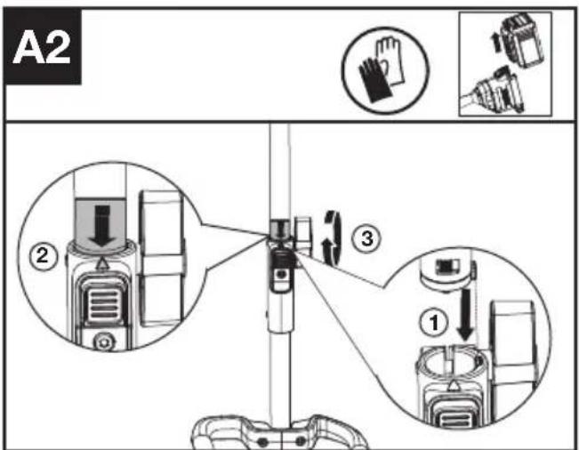 KRESS KAC141 - Montagem e desmontagem do acessório da cabeça motorizada. (Ver Fig. A1, A2, A3) - 2