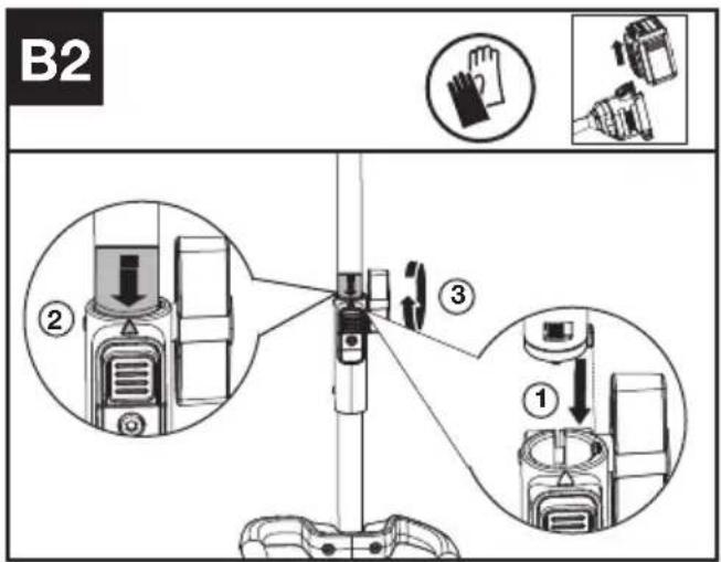 KRESS KAC104 - Assembling and disassembling the attachment. (See Fig. B1, B2, B3) - 2