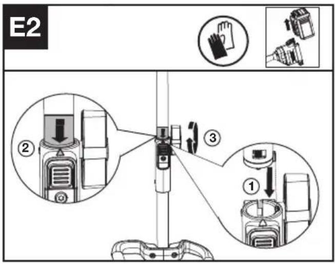 KRESS KAC361 - Assembling and disassembling the power head (See Fig. E1, E2, E3) - 2