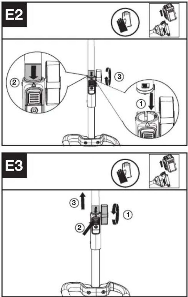 KRESS KAC361 - Montering og demontering av kraftenheten (Se Fig. E1, E2, E3) - 2
