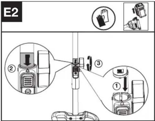 KRESS KAC361 - Montering och demontering av krafthuvudet (Se figur E1, E2, E3) - 2