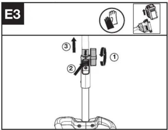 KRESS KAC361 - Assembling and disassembling the power head (See Fig. E1, E2, E3) - 3