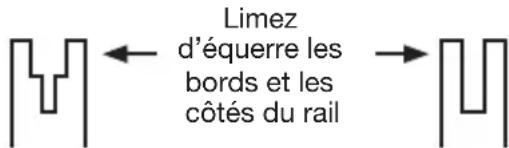 Limez d'équerre les bords et les côtés du rail