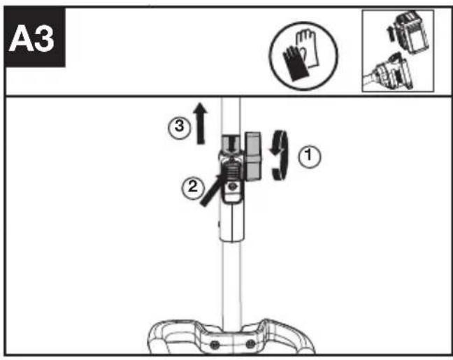 KRESS KAC142 - Montering og afmontering af tilbehør på motorenhed. (Se Fig. A1, A2, A3) - 3