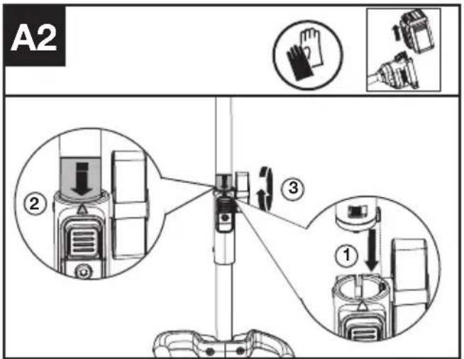 KRESS KAC142 - Assembling and disassembling the Power head attachment. (See Fig. A1, A2, A3) - 2
