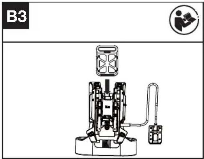 KRESS KC240.9 - Anschließen der Heckenschere an das Rucksack-Gurtzeug (nicht mitgeliefert) (siehe Abb. B3, B4, B5) - 1